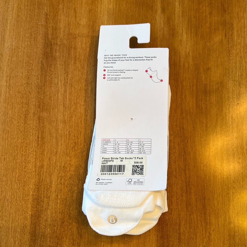 Lululemon Power Stride Socks 3-Pack White - Picture 2 of 4